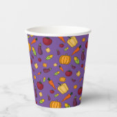 幸せな感謝野菜パターンラベンダー 紙コップ (正面)