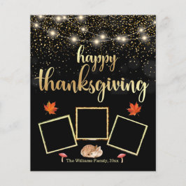 幸せな感謝黒い黄金3枚の写真コラージュ チラシ