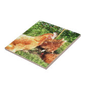 幸せな放し飼いの元電池の鶏 タイル (側面)