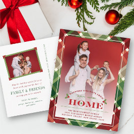 幸せな新しいホームプレイド写真の移動のお知らせ シーズンポストカード