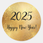 幸せな新年の金ゴールドメタリックな輝き ラウンドシール (正面)