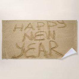 幸せな新年を迎える ビーチタオル
