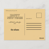 幸せな新年ブラックと金ゴールドの上品な写真 ポストカード (裏面)