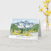 幸せな新年ロッキー山脈の冬の水色 カード