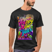 幸せな新年、どこでも喜びを広げる Tシャツ (正面)