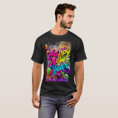 幸せな新年、どこでも喜びを広げる Tシャツ (正面フル)