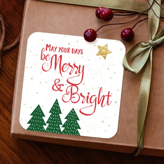 幸せな日々を Days Be Merry Bright 引用符 スクエアシール