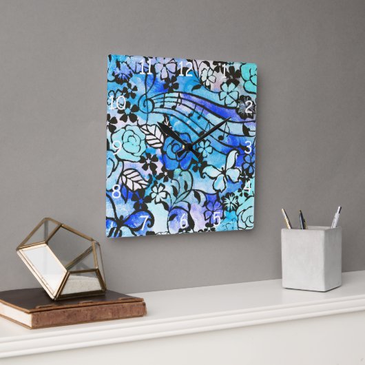 幸せな日が再びここに スクエア壁時計 (オフィス)