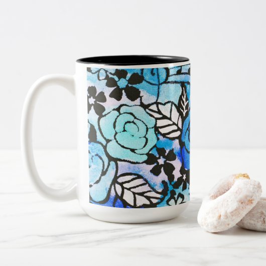 幸せな日ここにここにも2トーンのコーヒーマグ ツートーンマグカップ (ドーナツ)