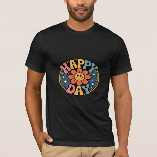 幸せな日のスマイリーフラワー Tシャツ (正面)