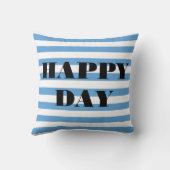 幸せな日の青と白ストライプの クッション (裏面)