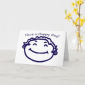 幸せな日を過ごす、笑顔の顔 カード (黄色い花)
