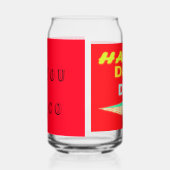 幸せな日ワードメッセージレッドと大きな閃光の色 ガラス缶 (右)