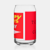 幸せな日ワードメッセージレッドと大きな閃光の色 ガラス缶 (左)