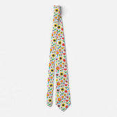 幸せな日 – 明るい花と友達のパターン ネクタイ (裏面)