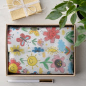 幸せな日 – 明るい花と友達のパターン 薄葉紙 (ギフト)