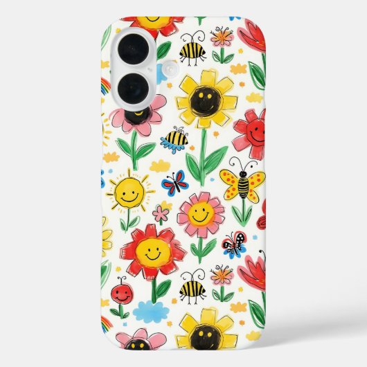 幸せな日 – 明るい花と友達のパターン Case-Mate iPhoneケース (裏面)