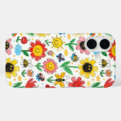 幸せな日 – 明るい花と友達のパターン Case-Mate iPhoneケース (裏面 (横))