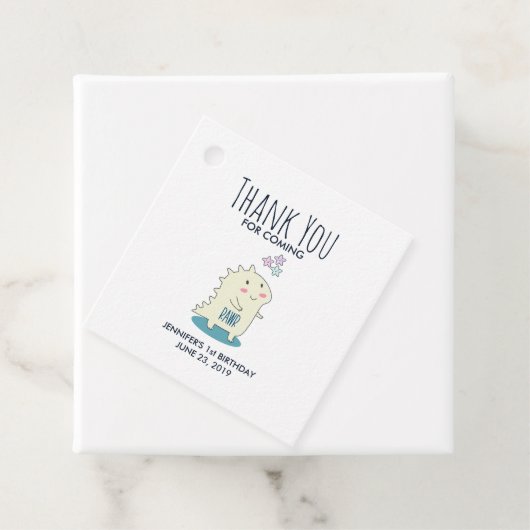 幸せな星を持つかわいい黄色い恐竜ありがとう フェイバータグ (インサイチュ)