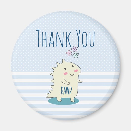 幸せな星を持つかわいい黄色い恐竜ありがとう マグネット (正面)