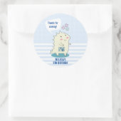 幸せな星を持つかわいい黄色い恐竜ありがとう ラウンドシール (バッグ)