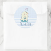 幸せな星を持つかわいい黄色い恐竜ありがとう ラウンドシール (バッグ)