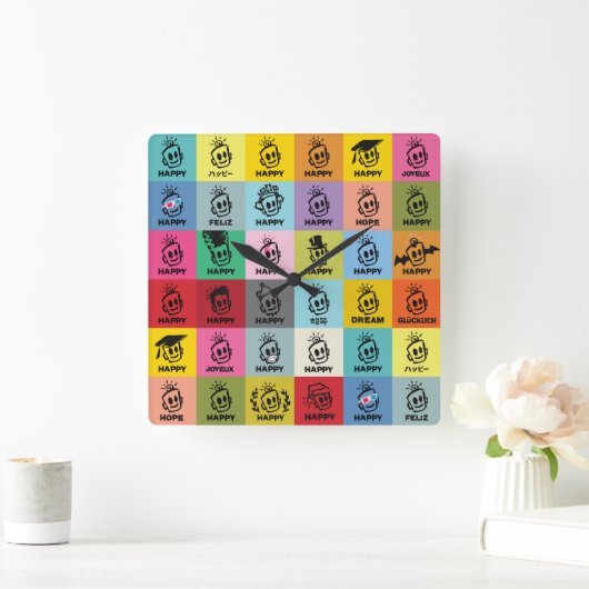 幸せな時間 スクエア壁時計 (ホーム)