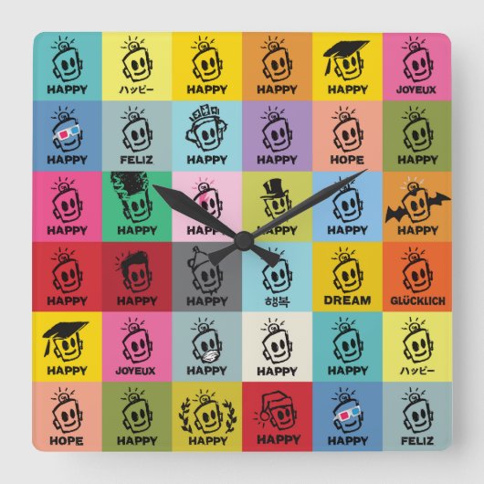 幸せな時間 スクエア壁時計 (正面)