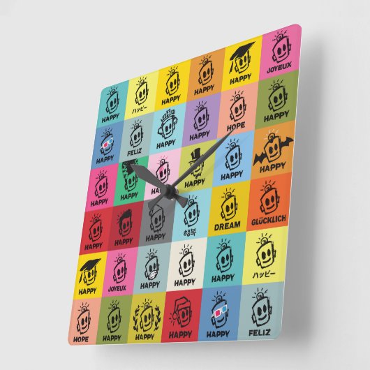 幸せな時間 スクエア壁時計 (傾斜)