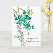 幸せな最初の働く従業員のサギブラシ工場 カード (黄色い花)