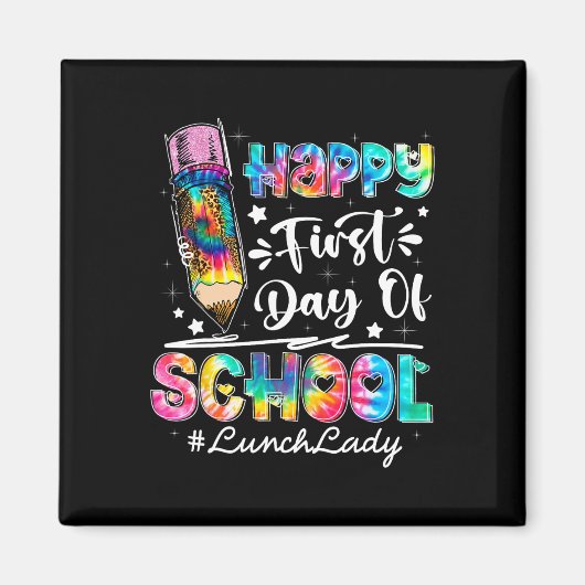 幸せな最初の日チームランチレディーに戻る マグネット (正面)