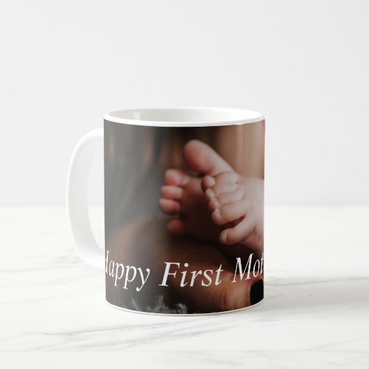 幸せな最初の母の日の休日の写真 コーヒーマグカップ (正面左)