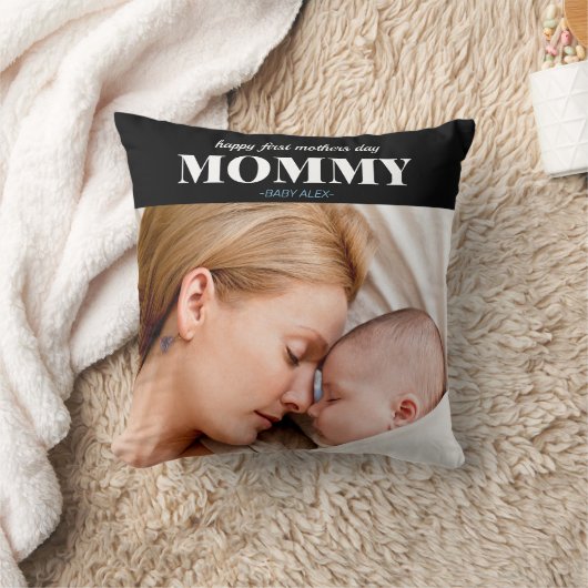 幸せな最初の母親の日かわいい写真コラージュ クッション (ブランケット)