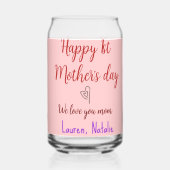 幸せな最初の母親の日を追加の名前文字mommyハート ガラス缶 (裏面)