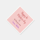 幸せな最初の母親の日を追加の名前文字mommyハート スタンダードカクテルナプキン (角)