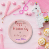 幸せな最初の母親の日を追加の名前文字mommyハート ペーパープレート (パーティー)