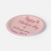 幸せな最初の母親の日を追加の名前文字mommyハート ペーパープレート (アングル)