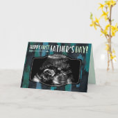 幸せな最初父の日-カスタムな超音波の写真 カード (黄色い花)