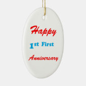 幸せな最初第1記念日の恵みのお祝い セラミックオーナメント (右)