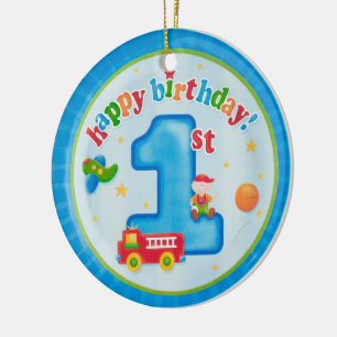 幸せな最初誕生日 セラミックオーナメント
