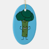 幸せな木の頭部の緑の野菜を曲げるブロッコリー セラミックオーナメント (右)