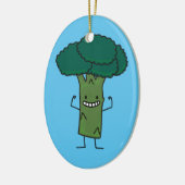幸せな木の頭部の緑の野菜を曲げるブロッコリー セラミックオーナメント (左)