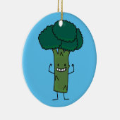 幸せな木の頭部の緑の野菜を曲げるブロッコリー セラミックオーナメント (右)