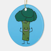 幸せな木の頭部の緑の野菜を曲げるブロッコリー セラミックオーナメント (左)