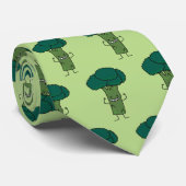 幸せな木の頭部の緑の野菜を曲げるブロッコリー ネクタイ (ロール)