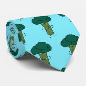 幸せな木の頭部の緑の野菜を曲げるブロッコリー ネクタイ (ロール)