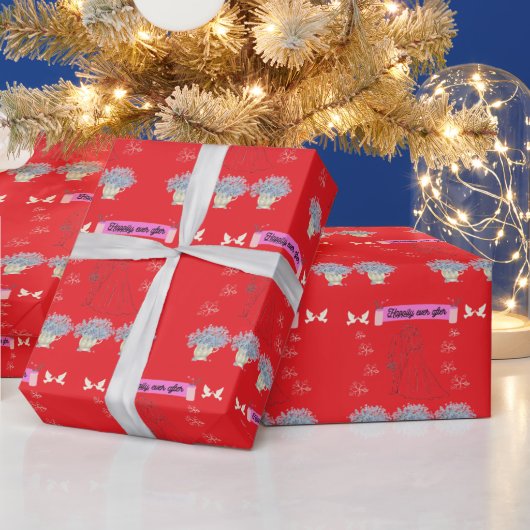 幸せな未来へ 赤 ラッピングペーパー (クリスマス)