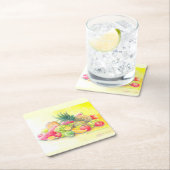 幸せな果物 スクエアペーパーコースター (インサイチュ)