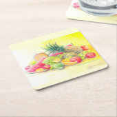 幸せな果物 スクエアペーパーコースター (アングル)