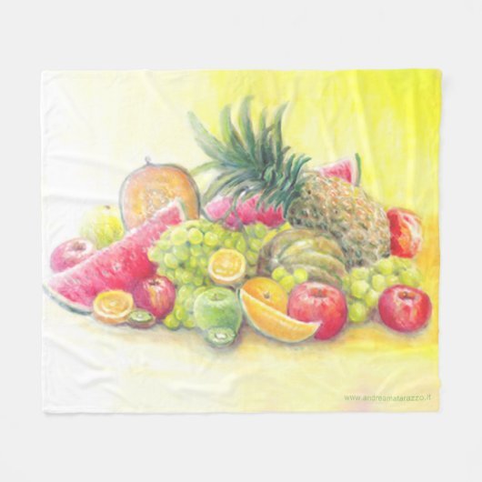幸せな果物 フリースブランケット (正面(横))